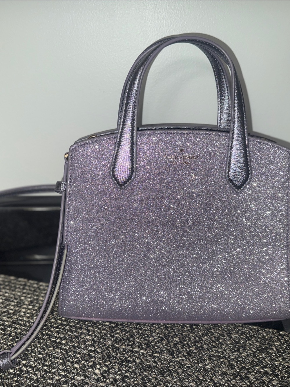kate spade glitter dome satchel in lavender sparkle